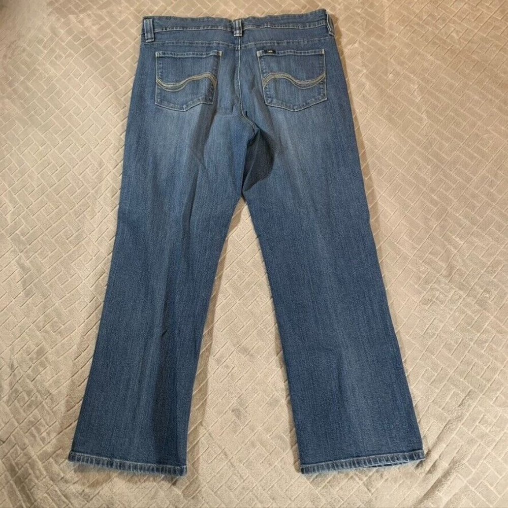 Lee Womens 36 Denim Jeans Blue High Rise Straight Ankle Medium Wash Stretch - Picture 9 of 12